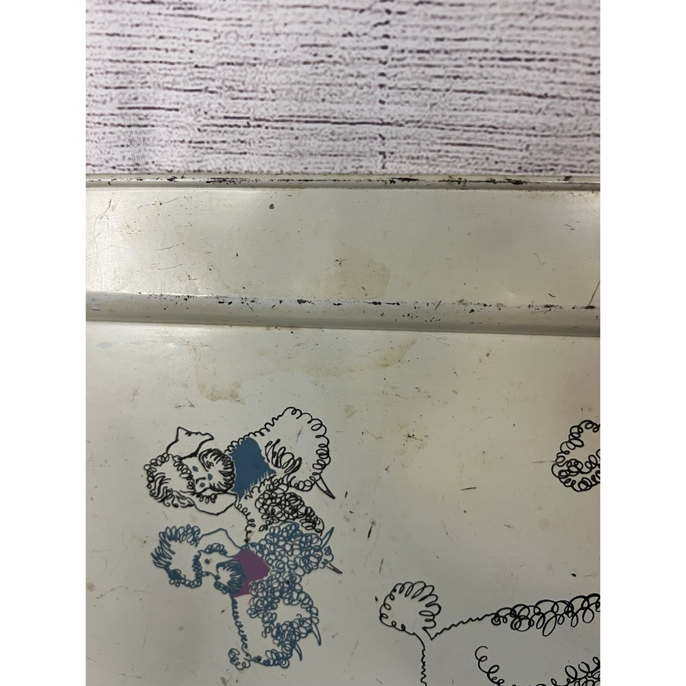 Mid Century Poodle Tray By Sybil TV White Blue Pink Kitschy - Picture 7 of 7